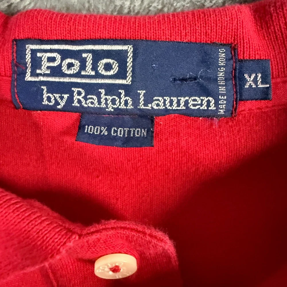 Polo Ralph Lauren Vintage Red Golf‎ Crest Polo Shirt XL Made in Hong Kong Cotton